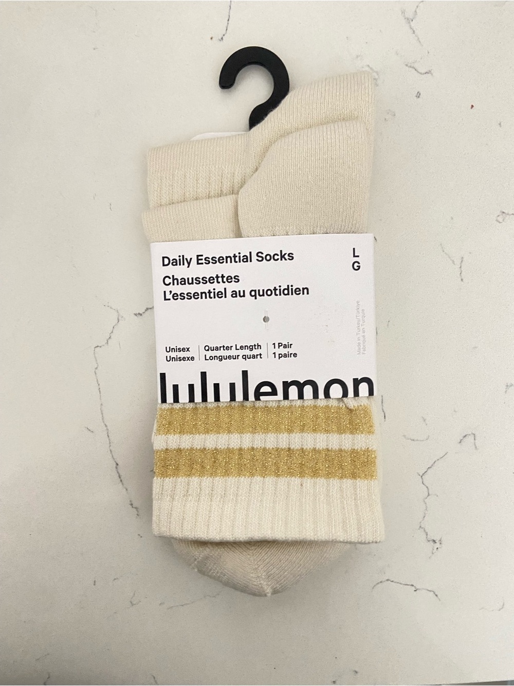 lululemon athletica Cream Socks with Gold Stripes